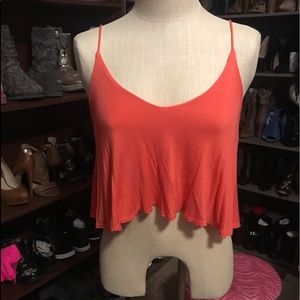 Coral Flounce Crop Top Small